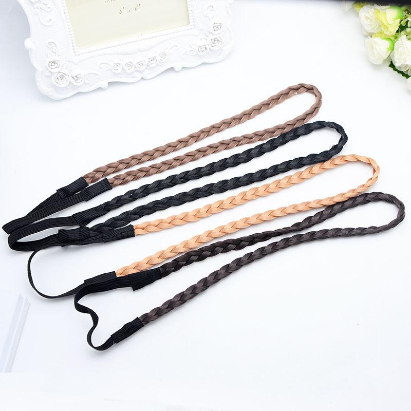 1Pc Headwear Elastic Hair Accessories Personality Plaited Headband Fashion Simulation Synthetic Hair Double Braided Hair Band