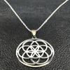 Collana Mandala Fiore della Vita in Acciaio Inossidabile per Donne Uomini Geometria Sacra Seme della Vita Talismano Collana Gioielli joyas