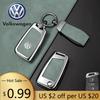 Für VOLKSWAGEN VW Zinklegierung Leder Auto Schlüsselhülle Schlüsselanhänger Hülle Tasche Für Volkswagen VW Polo Golf 7 MK7 Tiguan Touran Passat Lav