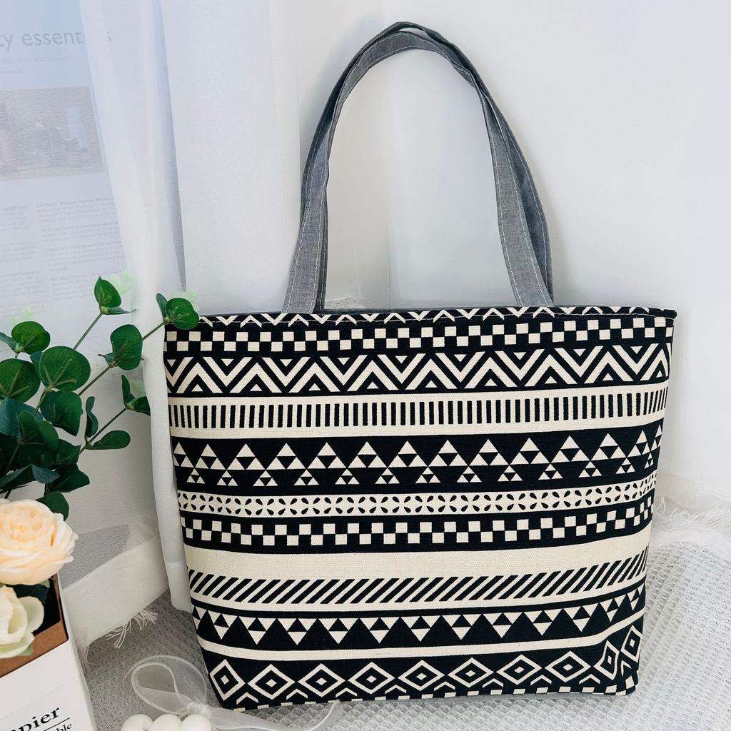 Women's Shoulder Bag Printing Pattern Small Canvas Shopping Bag Handbag Casual Bucket Female Outdoor Pocket