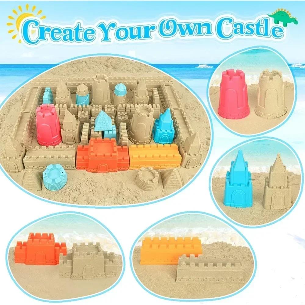 Collapsible Beach Toy Sets For Kids Sand Bucket & Shovels Set With Mesh Bag Sand Castle Travel Sand Toy Sets Sandbox Toy Sets For Toddlers