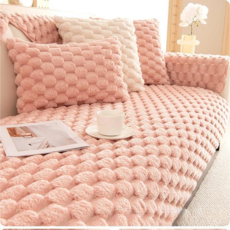 

1pc Faux Rabbit Fur Soft & Thickened Pet-Friendly Sofa Cover Slipcover Fits 2/3/4-Seater Sectional Sofas Living Room/Home Décor 90*160cm