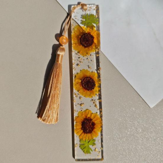 DYS Real Flower Resin Bookmark, 12 Months Dried Page Marker, Handmade Pressed Bookmark for Readers, Gift Book Lovers