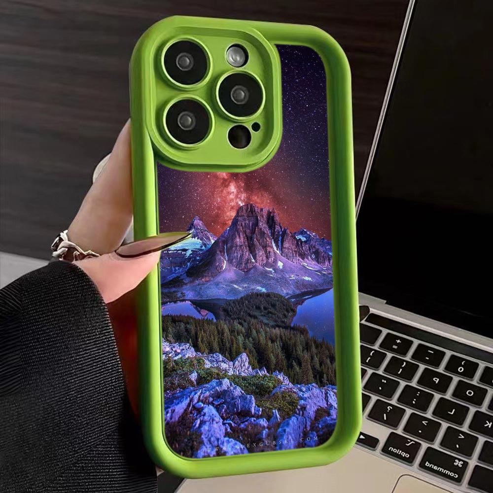 LZ25 Mountain Peak Forest Snow Silicone Phone Case for iPhone 11 13 14 15 16 Pro Max 7 8 16 Plus 12 Mini XS Max XR Shockproof Back Cover