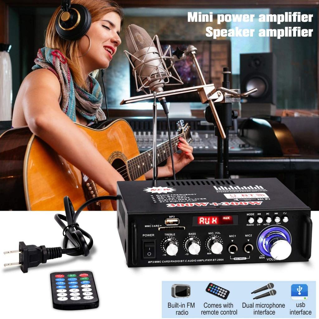 BT-298A Mini Amplificador de Potência Portátil para Carro 12V Bluetooth HIFI Amplificador de Áudio Home Cinema Alto-falante Estéreo 18X13.6X5.5CM
