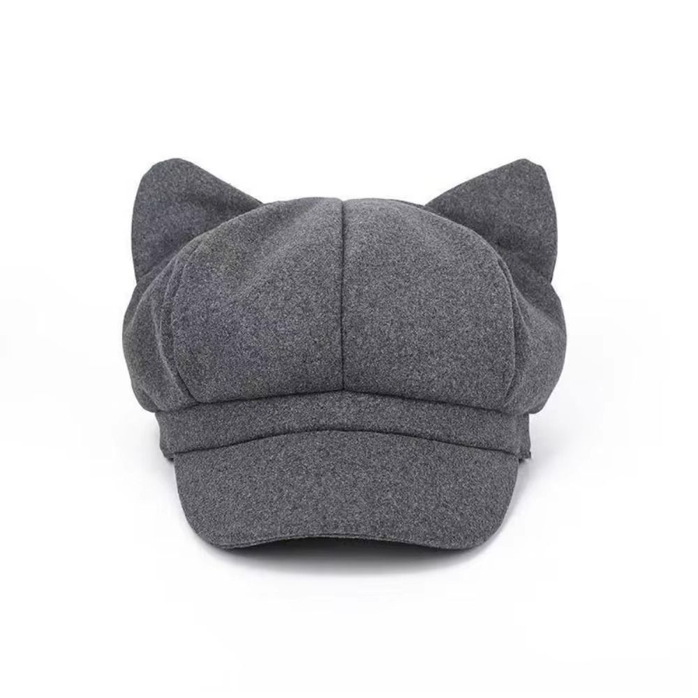 Adjustment British Beret Hat Cute Cat Ears Women Hat Korean Style Cat Ear Hat  for Girls