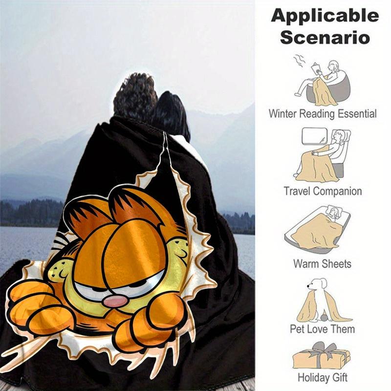 1pc, Garfield Cartoon Character Home Decor Blanket, Perfect for Couch, Bed, Travel, Camping, Car, Beach, Office Nap, Soft Throw Gift IdeaA053