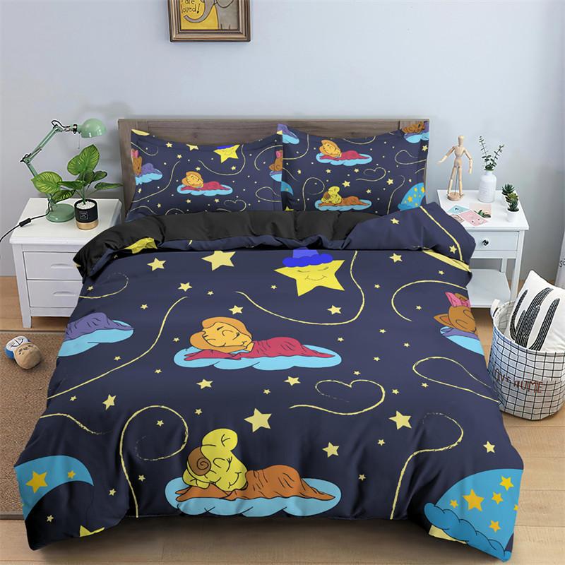 Cartoon Bear Duvet Cover 3PCS Bedding Set Microfiber Twin Full For Girls Kids Cute Animals Comforter