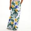 Women's Loose Casual Floral Print Wide Leg Pants With Elastic Waist Drawstring And Pocket Pants