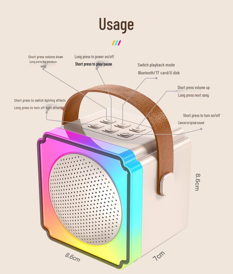 Private Mold P8 Bluetooth Wireless KTV Speaker & Kids' Microphone All-in-One for Home and Outdoor Use