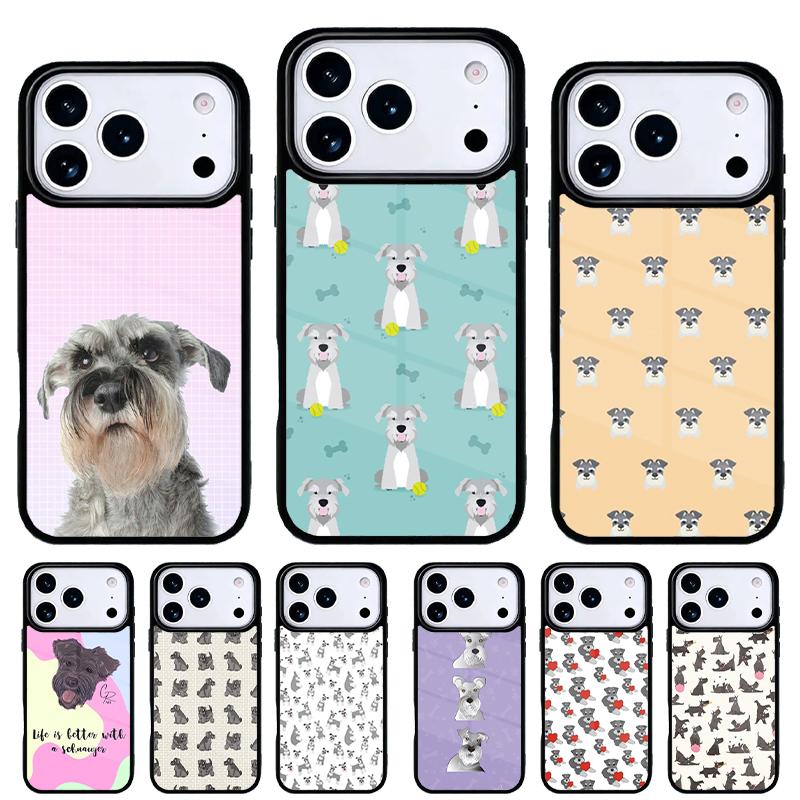 Cartoon schnauzer dog Phone Case for iPhone 17 16 15 14 13 Pro Max Back Cover for 12 11 Pro Coque