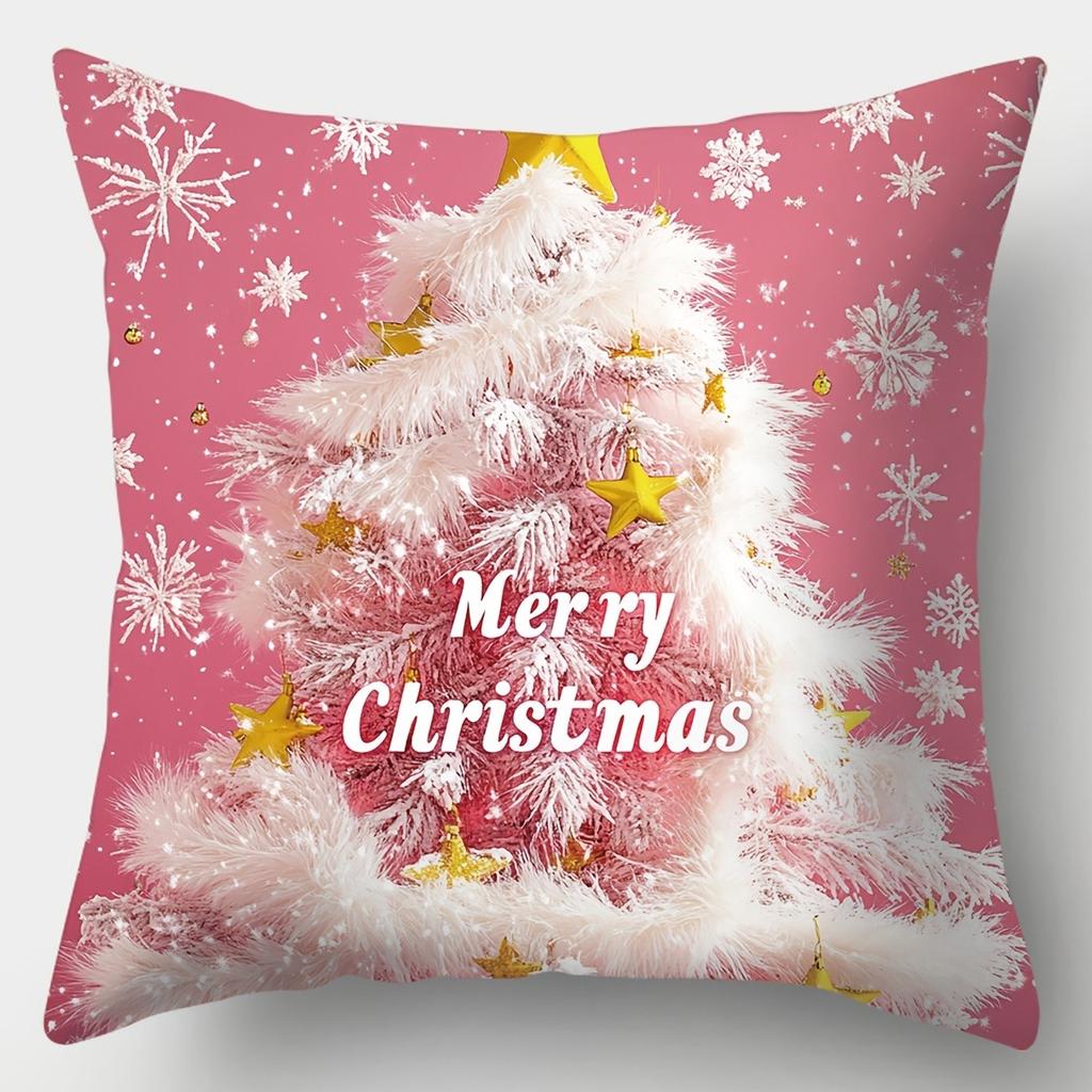 Home Decor Merry Christmas Santa & Snowman Pillows Pattern Cushion Cover Suitable For Sofa Bedroom Car Pillow Cover