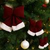 Soft Christmas Tree Bowknot Wine Red Bowknot Hanging Ornament  Home Decoration