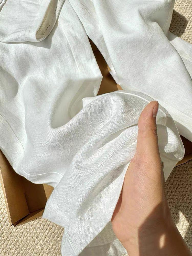 Chic Summer White Linen Pants for Women – Casual, Relaxed, Old Money Style