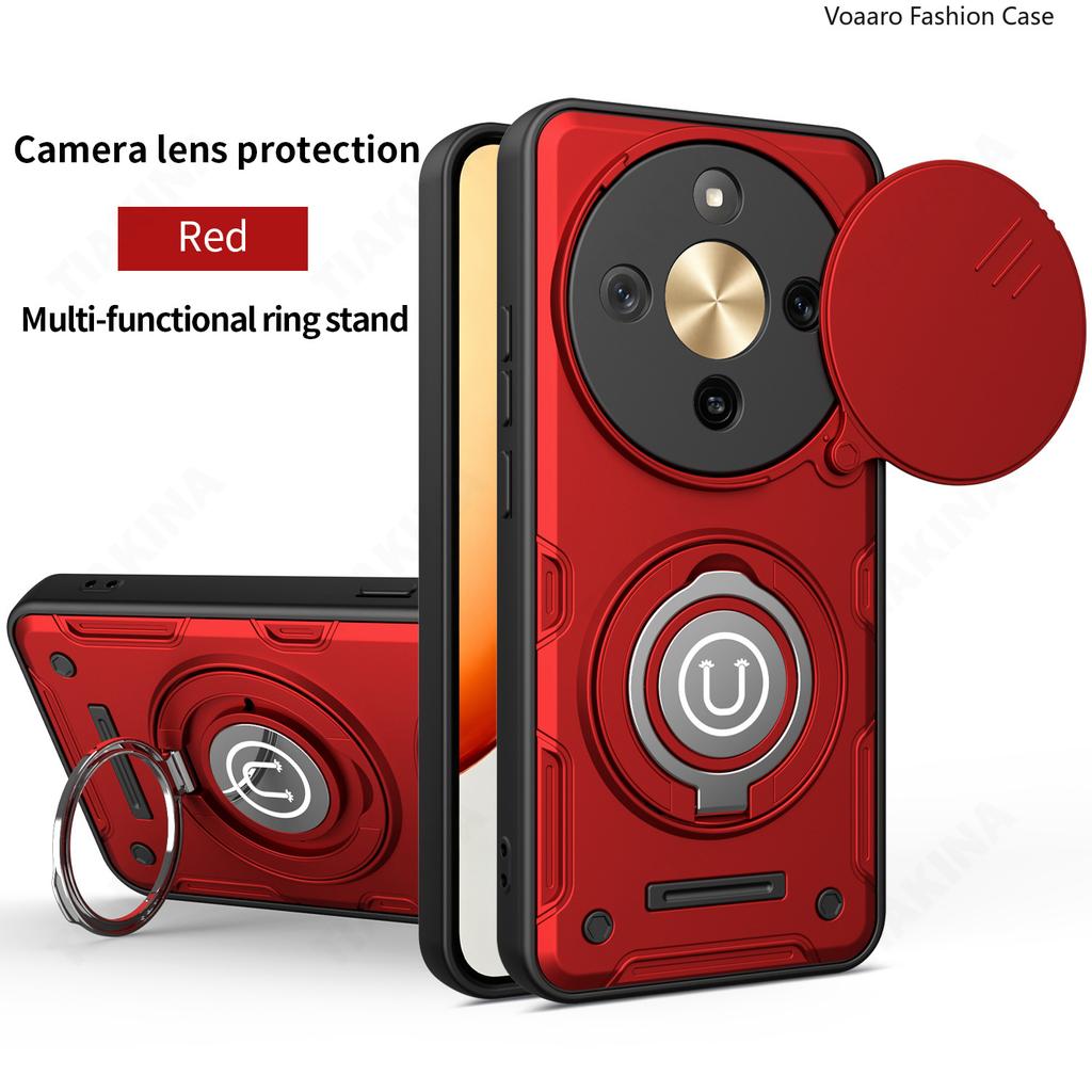 Slide Lens Camera Protection Funda for Honor X9D 5G Case Magnetic Rotate Ring Kickstand Cover for Honor X70 5G Armor Case