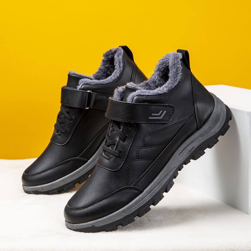 

Мужские зимние хлопковые высокие ботинки для снега: Повседневная обувь для активного отдыха, для пожилых людей, для прогулок по сезону 42 чёрный