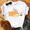 Maycaur Funny Cute Corgi Dog Printed TShirt Harajuku 90s Kawaii Women Short Sleeves T Shirts Tops Graphic Tees Female Tshirt