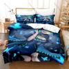 Cool Uruha Rushia Themed 3PCS Bedding Set Vivid Virtual YouTuber Art Print Cozy Microfiber Kit Bedroom Ornament Gift