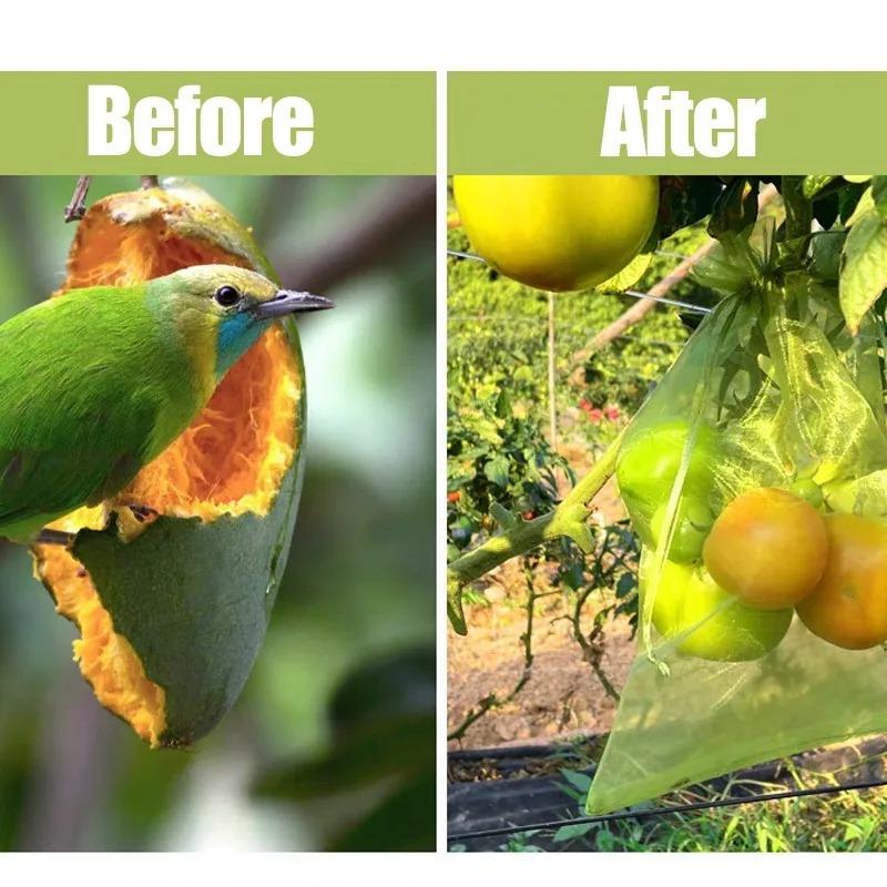 Sacchetti di Protezione Frutta Verdi S/M/L con Coulisse Sacchetti Traspiranti in Garza Per Proteggere da Uccelli Insetti Sacchetto di Chiusura Frutta