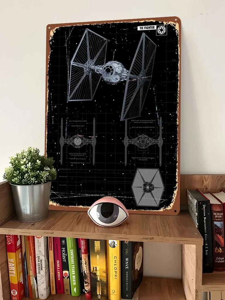 Tie Fighter Tinplate Sign Airplane Poster Vintage Metal Plate Custom Metal Signs for Wall Art Decoration Room Decorations Retro