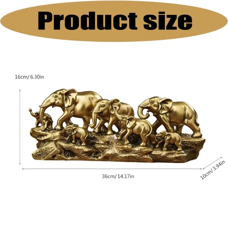 Resin Elephant Family Statues Elephant Herds With Babies Frgurines Sculpture Desktop Decoration Ornament Home Decors