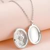 Flower Carved Pendant Necklaces Oval Keepsake Collar Delicate Photo Locket