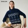 Zhaojun Women's Fair Isle Jacquard Cashmere Turtleneck Sweater