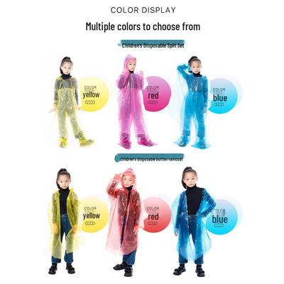 Portable Kids' Thickened One-Piece Transparent Rain Poncho for Hiking and Travel