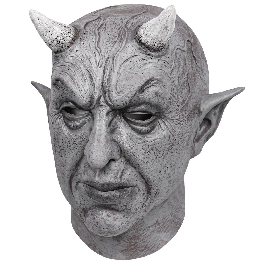 Halloween horror mask, scary monster latex headgear, horned devil mask, ghost face, spooky props for Halloween