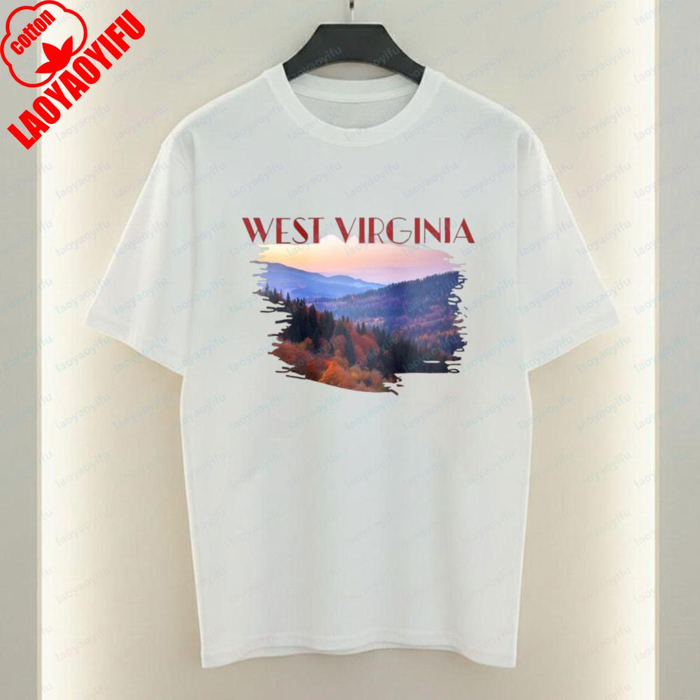 West Virginia Nature Unisex Cotton Tee Appalachian Mountain View Graphic TShirt for Unisex Summer Soft Breathable Casual Attire