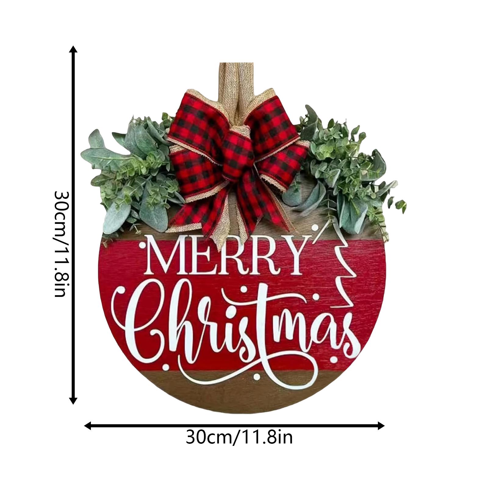 

Christmas Welcome Door Sign Holiday Front Door Hanger Wreath Decoration Merry Christmas Wooden Sign Winter Decorative Plaque 30cm красный