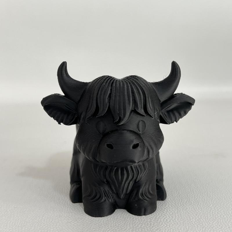 

New Highland Cow Pen Holder Office Desk Ornament Large Capacity Cosmetics Storage Bucket Ornaments Gifts чорний