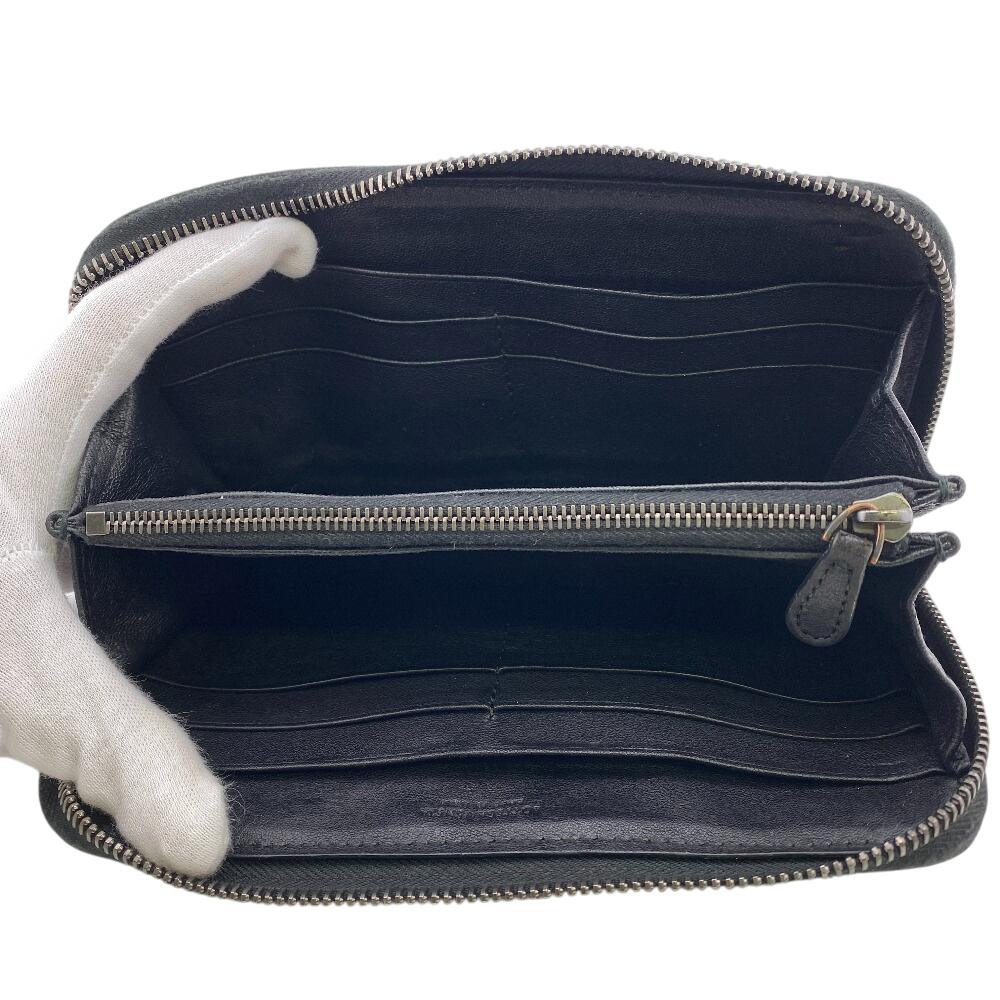 BOTTEGAVENETA Zip Around INTRECCIATO leather Purse black leather mens Used