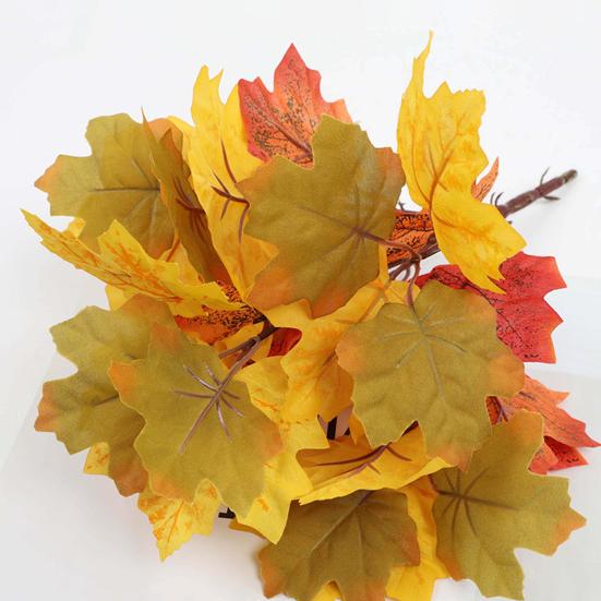 Artificial Red Maple Leaf with Stem Realistic UV Resistant Home Indoor Outdoor