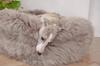 Oval Natural Sheepskin Pet Bed - Greige 120 Cm
