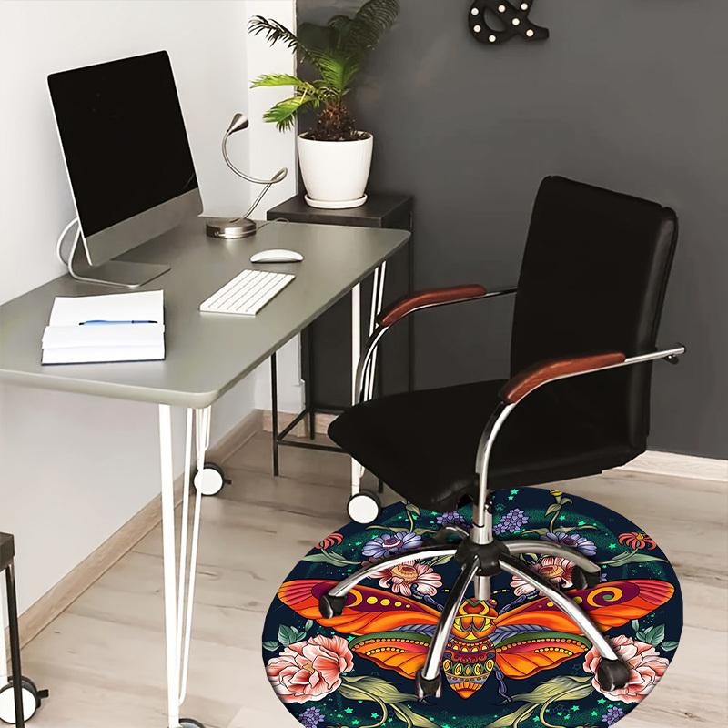 1pc Office Carpet Chair Mats Butterfly Flowers Mandala Artwork Perfect for Decorating Office Chairs, Living Rooms, Or Bedrooms