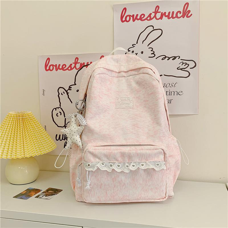 Schoolbag Japanese ins style girl backpack female middle school student schoolbag high value lace edge light leisure travel backpack