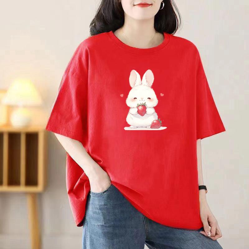 Summer New Short-sleeved T-shirt Female Korean Version of The Printed Loose Tops Loaded Cotton