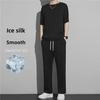 Men's Ice Silk Casual Two-Piece Summer Set: Short-Sleeve T-Shirt & Trousers Sportswear