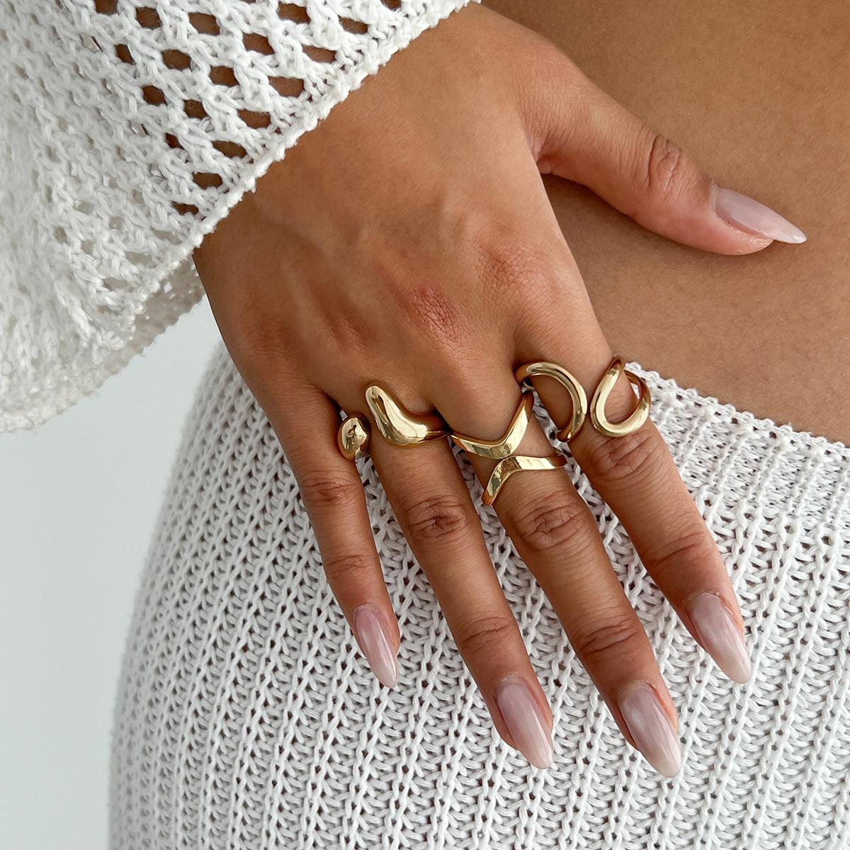 

Дизайн вдохновлен металлическим крестом, плиссированный набор колец, хип-хоп инс, обнимающее кольцо в виде капли воды, гладкое кольцо для женщин