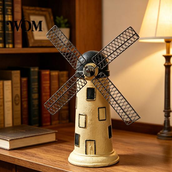 Retro European Windmill Dutch Ornaments, Mini Vintage Holland Statue, Resin Artwork, Ornament Classic Model, Rustic Desktop for Home Office
