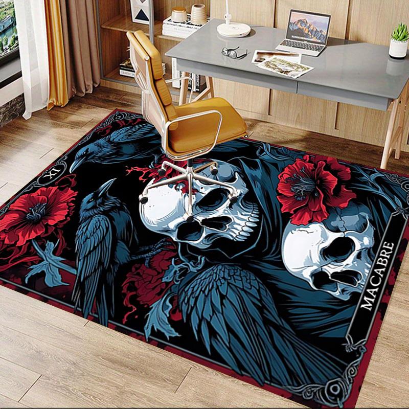 1pc Skull Raven Carpet Anti Slip Polyester Floor Mat for office.Bedroom