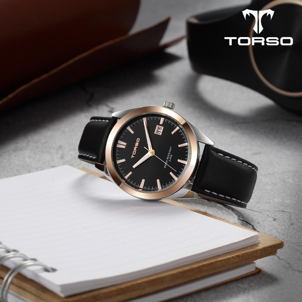 Toleuso T105L-Rbbk Midas Calendar Watch Men'S Leather Band Watch