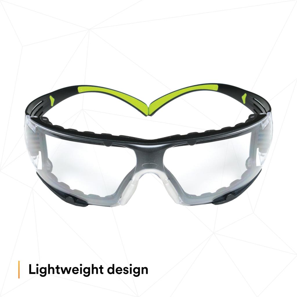 3M SecureFit Safety Clear with Glasses, Lens, Gasket, SF401AF-FM [Used]