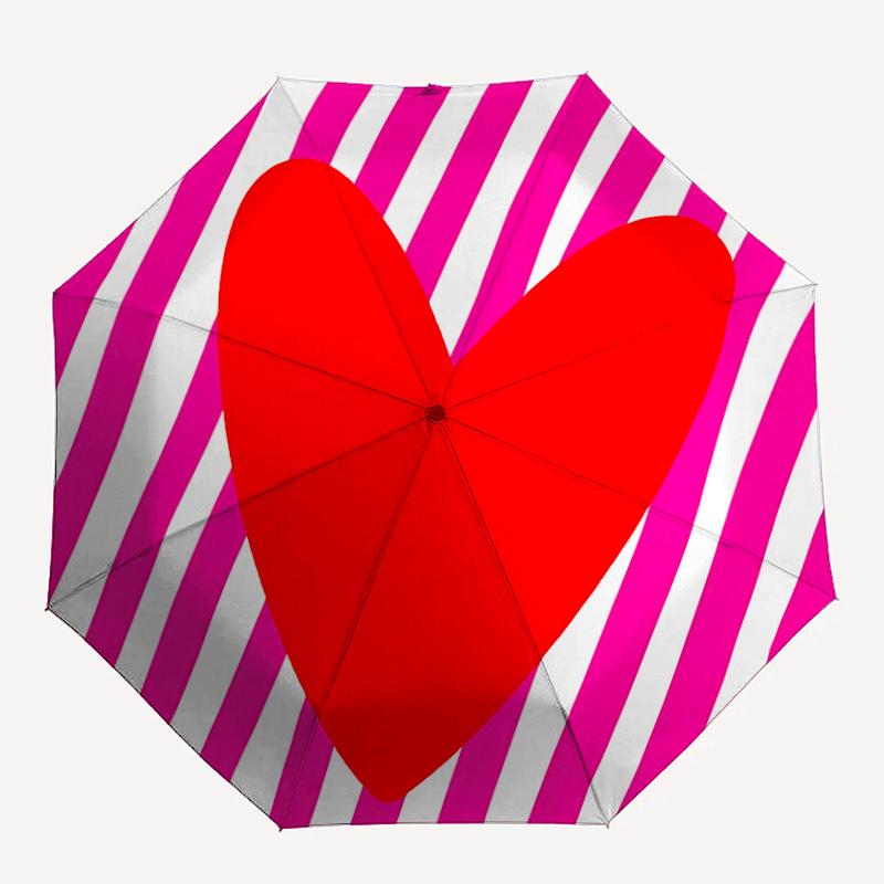 1pc Heart Love Automatic Open/Close Folding Umbrella - Compact 8-Rib Design, Daily Use, Perfect Gift for Friends & Family yy260327086