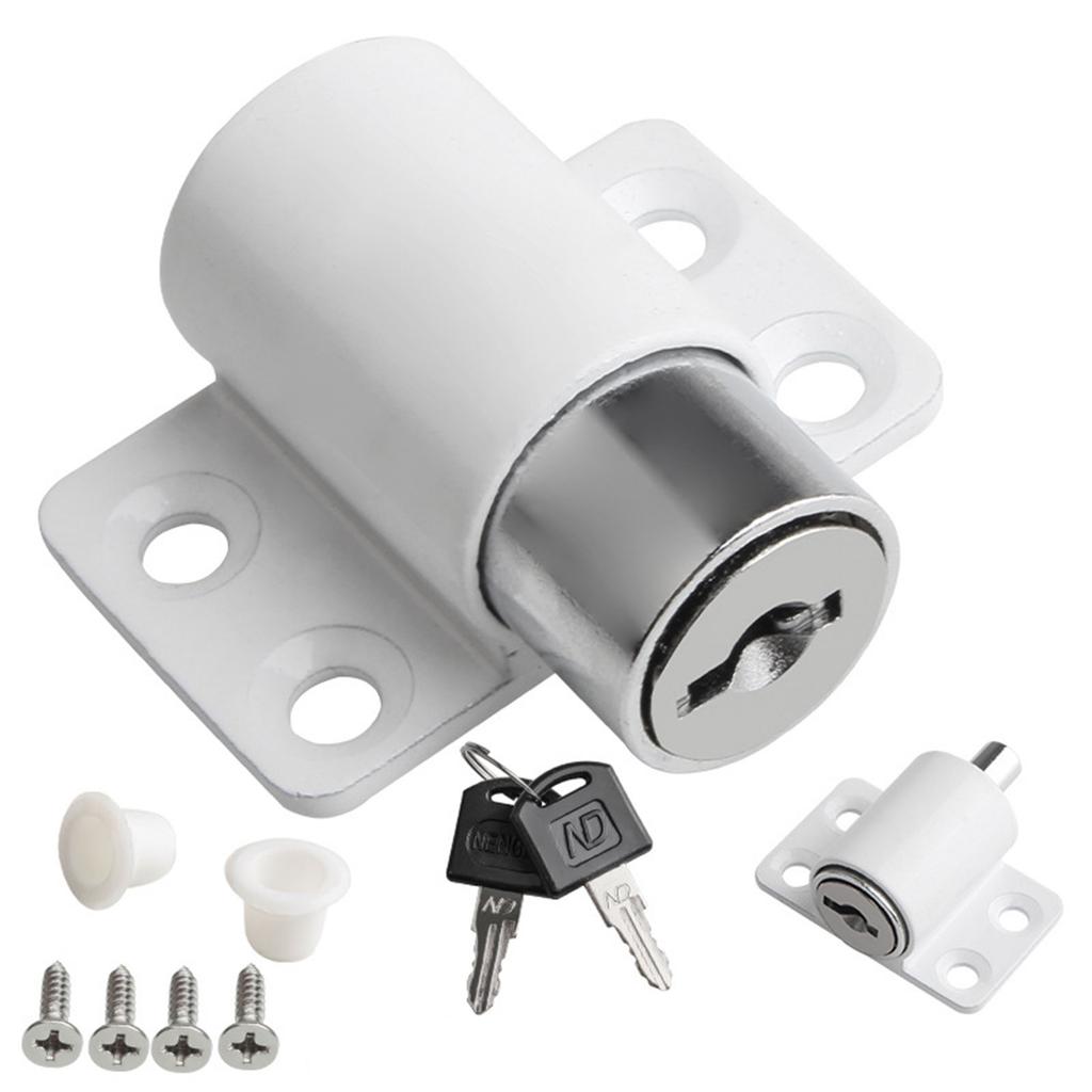 White Sliding Door and Window Bolt Universal Lock Set Sliding Yard Security Lock with Key-Home Office Child Safety Lock
