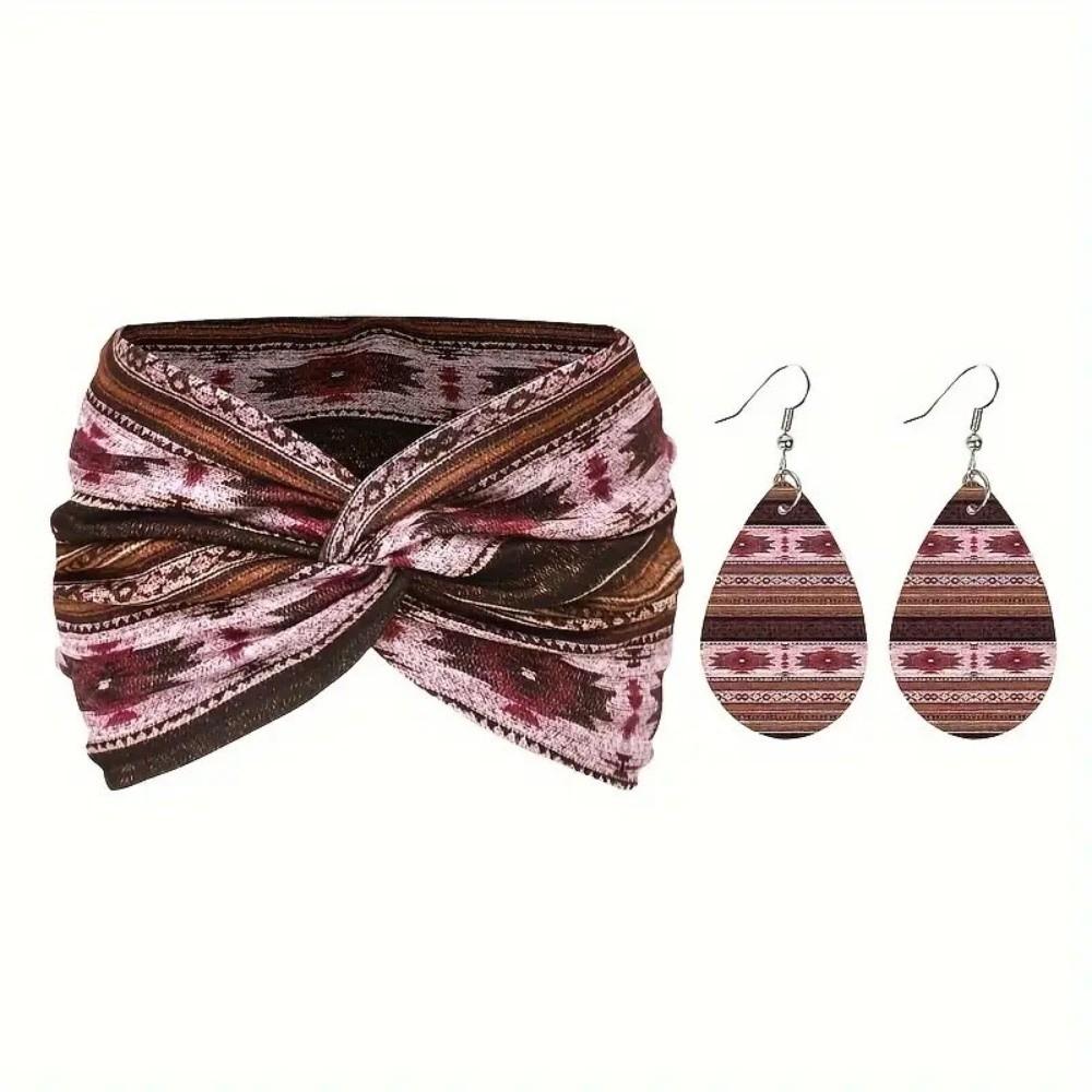 3pcs Boho Women's Hairband Set Wide Women's Earrings Set Twist Headband Earrings Set  Sports Wear