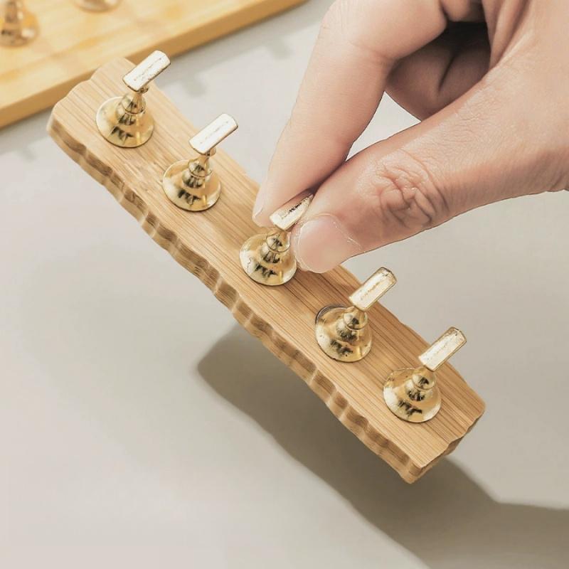 6pcs/set Manicure Practice Wooden Base Wear Nail Tip Magnetic Gold Silver Base Support Finger Rest Nail Tip Practice Bracket