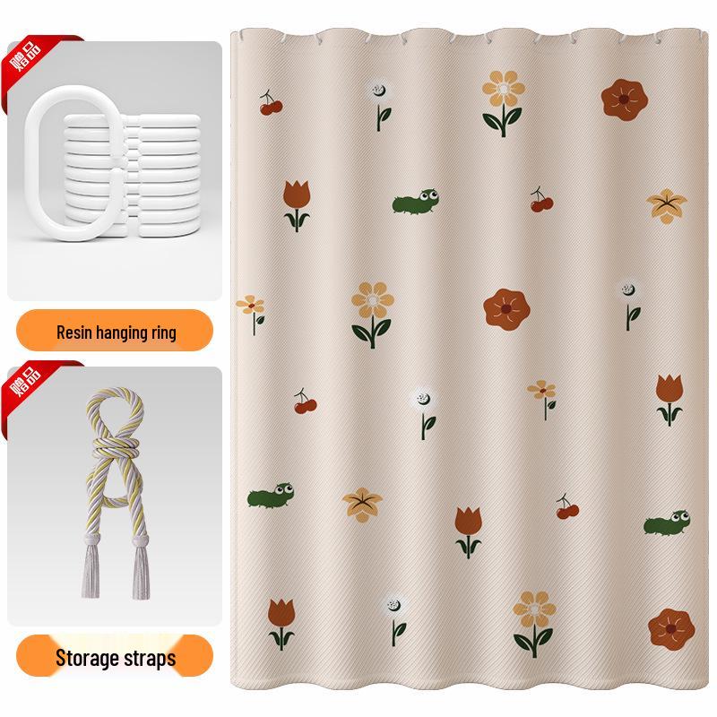 Waterproof Mildew-Proof Summer Shower Curtain with Privacy, Machine Washable