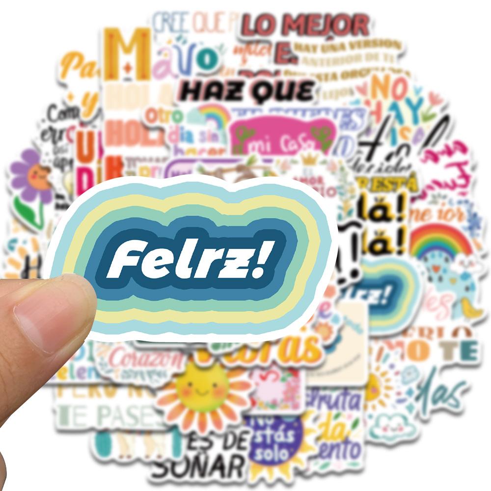 50PCS Spanish Motivational Sticker Harajuku Notebook Laptop Luggage Waterproof Coffee Skateboard Classic Graffiti Art Sticker